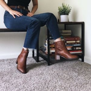 Franco Sarto brown leather ankle boots